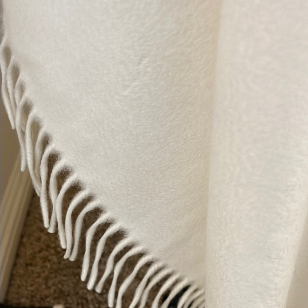 Elegant Cream Fringe Shawl by Hermes very rare and beautiful - Picture 8 of 11